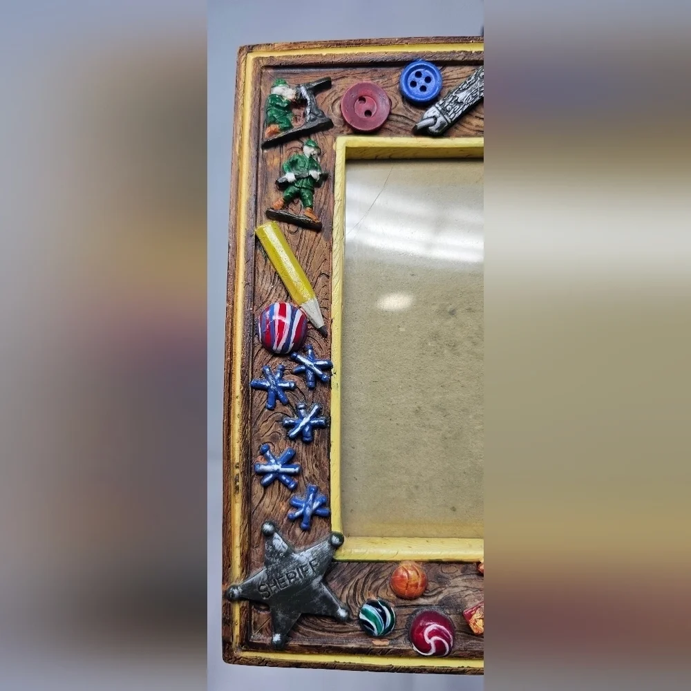 Russ Handpainted Resin Photo Frame Boys Childhood Toys 3.5x5 Photo Ready